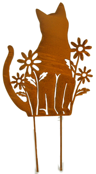 Preview: Wunderschönes Beetstecker Set Katze und Hund mit Blumen